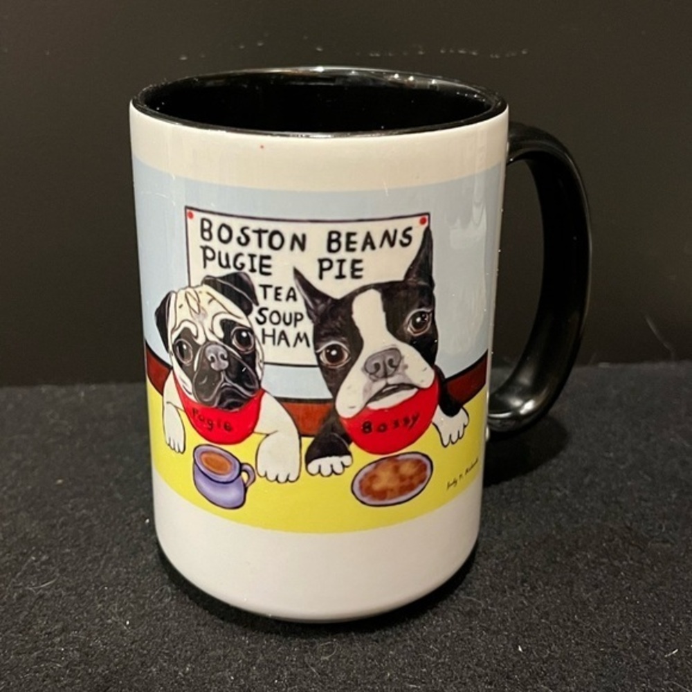 Dog-Themed Mug with Pug and Boston Terrier Design Boston Beans and Pugie Pie